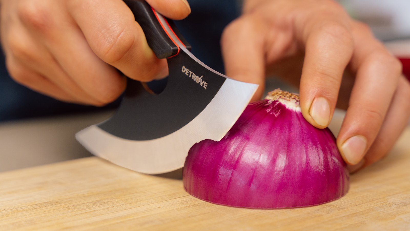 A red onion halved and sliced